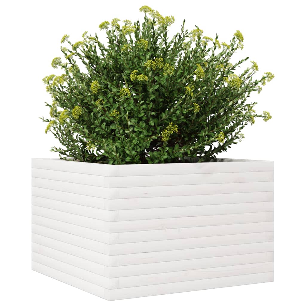 vidaXL Jardinera madera maciza de pino blanco 70x70x45,5 cm