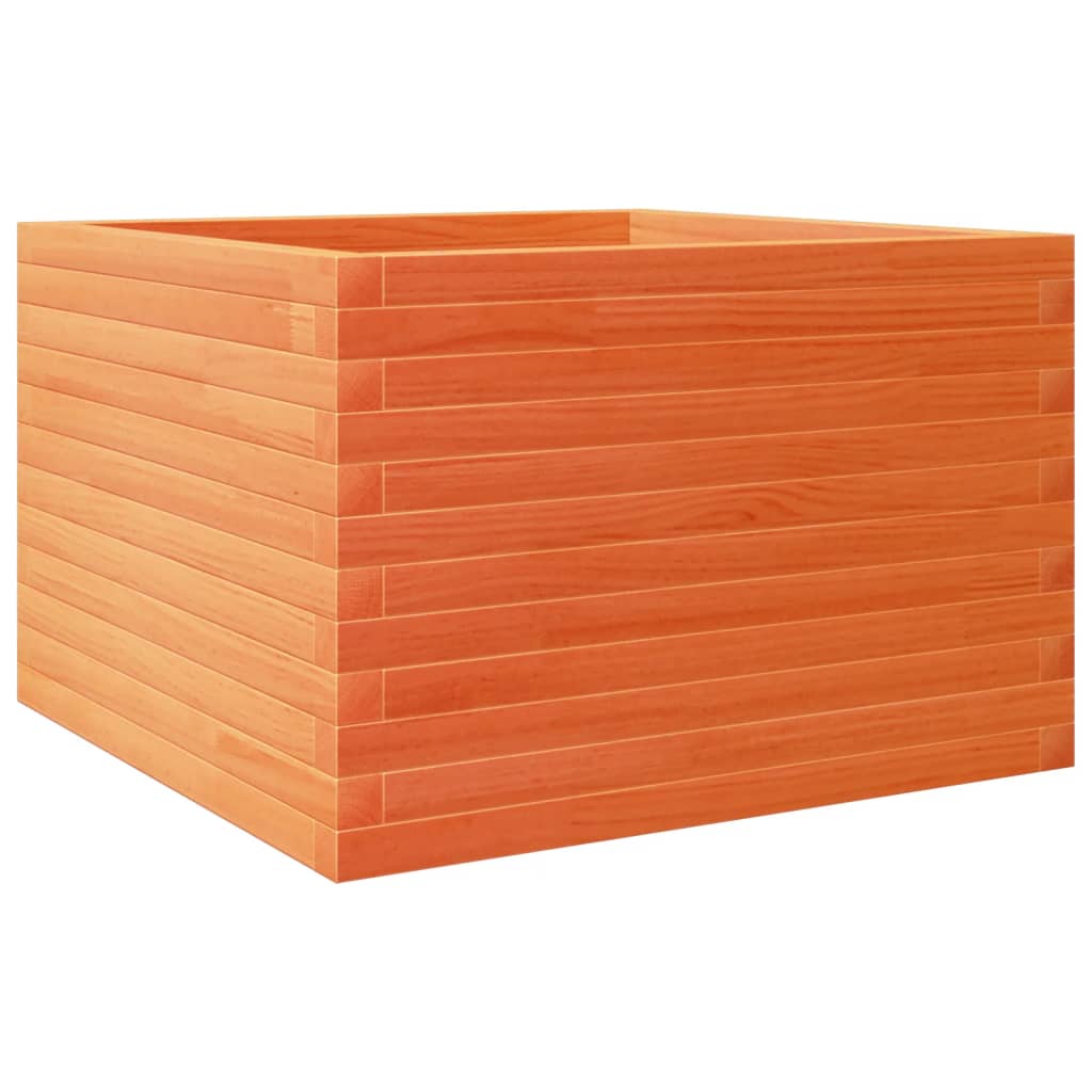 vidaXL Jardinera madera maciza de pino marrón cera 70x70x45,5 cm