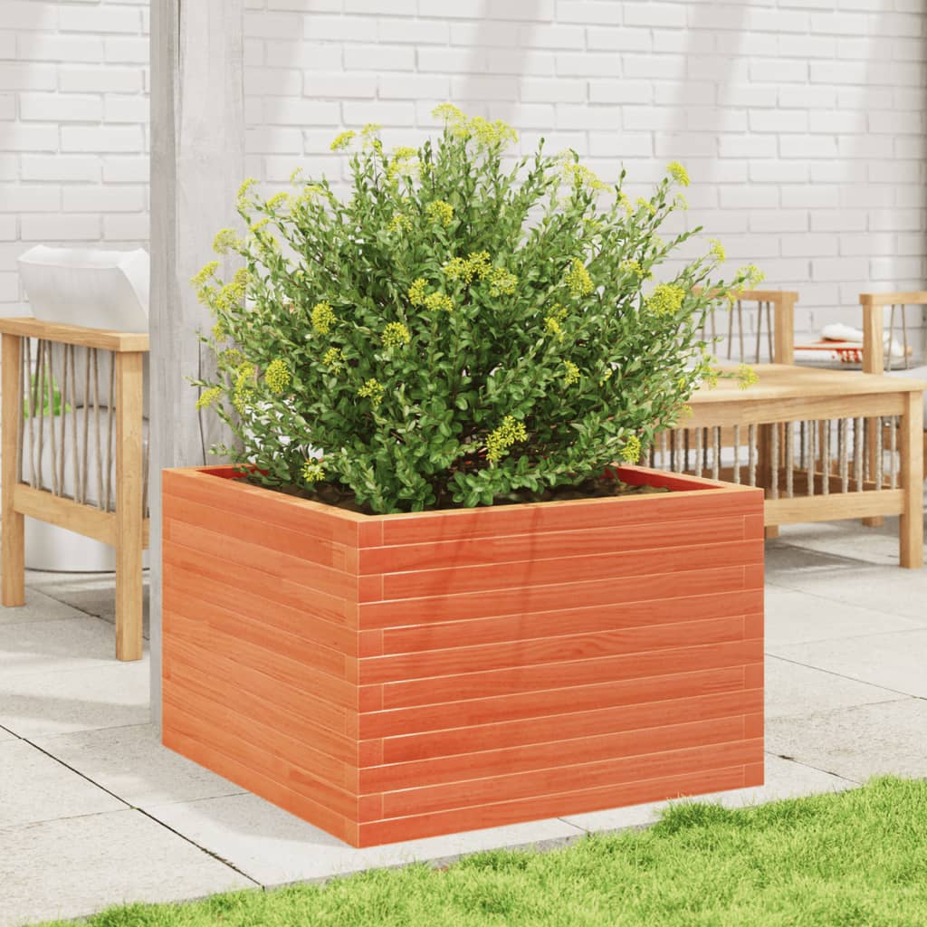 vidaXL Jardinera madera maciza de pino marrón cera 70x70x45,5 cm