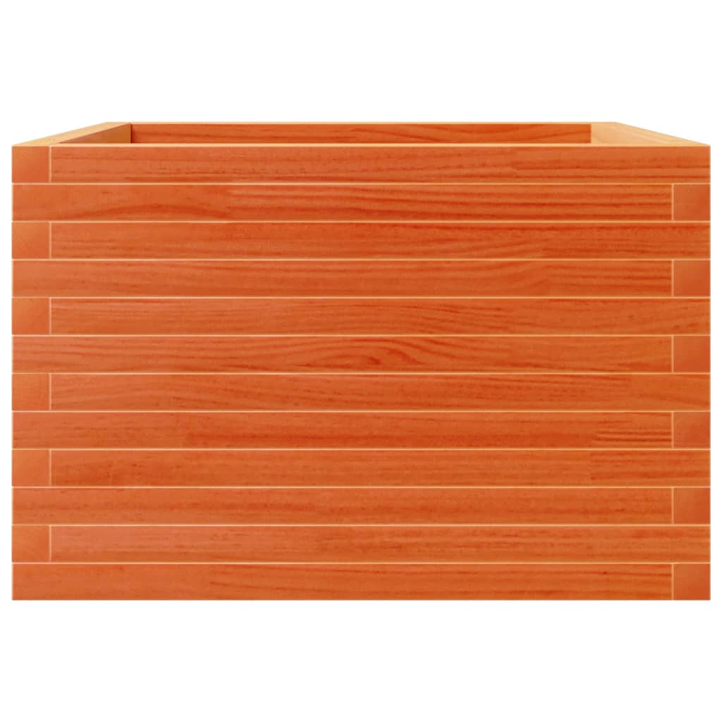 vidaXL Jardinera madera maciza de pino marrón cera 70x70x45,5 cm