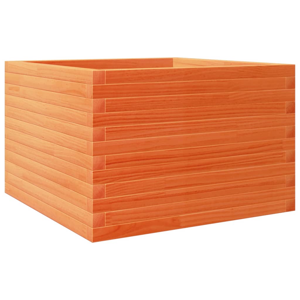 vidaXL Jardinera madera maciza de pino marrón cera 70x70x45,5 cm