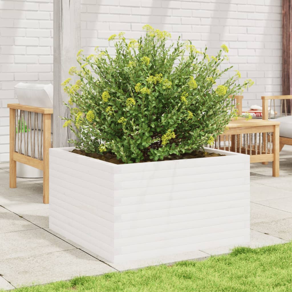 vidaXL Jardinera madera maciza de pino blanco 80x80x45,5 cm