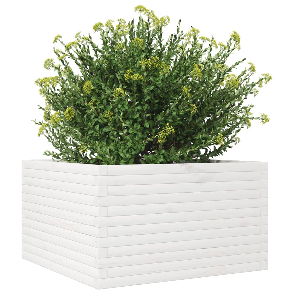 vidaXL Jardinera madera maciza de pino blanco 80x80x45,5 cm