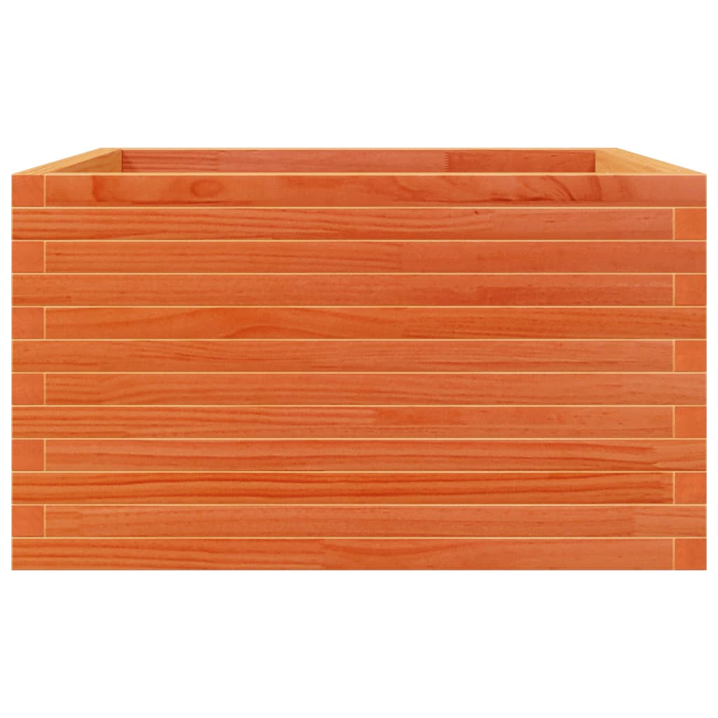 vidaXL Jardinera de madera maciza de pino marrón cera 80x80x45,5 cm