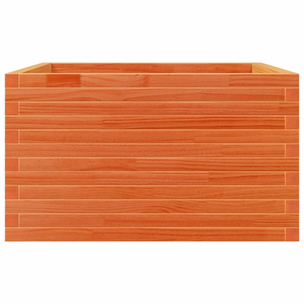 vidaXL Jardinera de madera maciza de pino marrón cera 80x80x45,5 cm