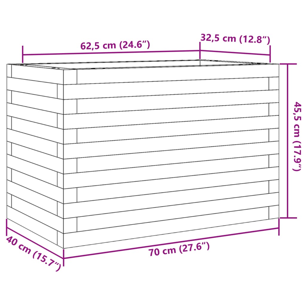 vidaXL Jardinera madera maciza de pino 70x40x45,5 cm