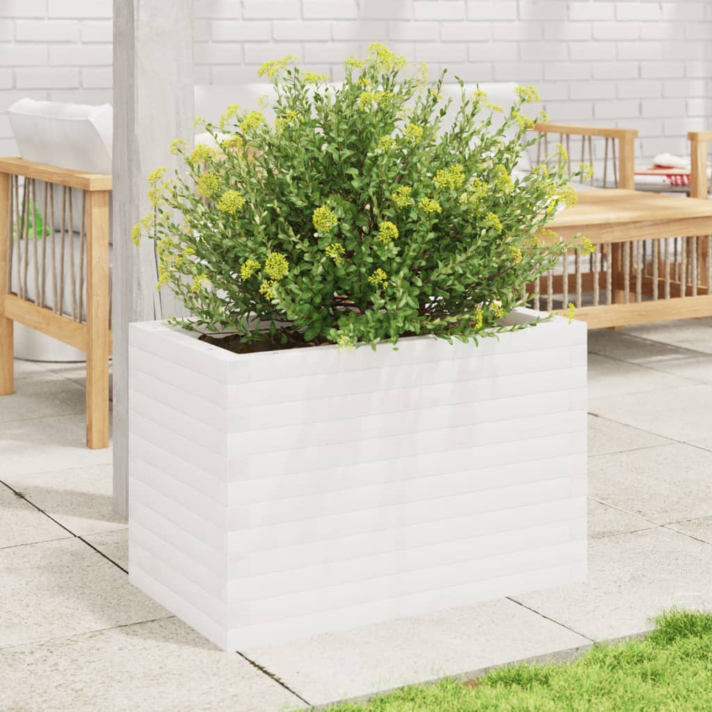 vidaXL Jardinera de madera maciza de pino blanco 70x40x45,5 cm