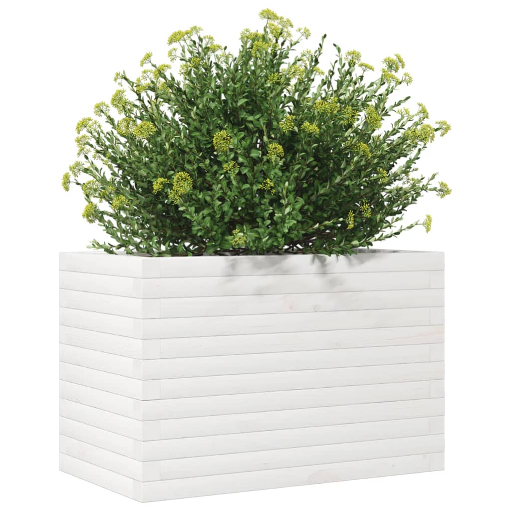 vidaXL Jardinera de madera maciza de pino blanco 70x40x45,5 cm