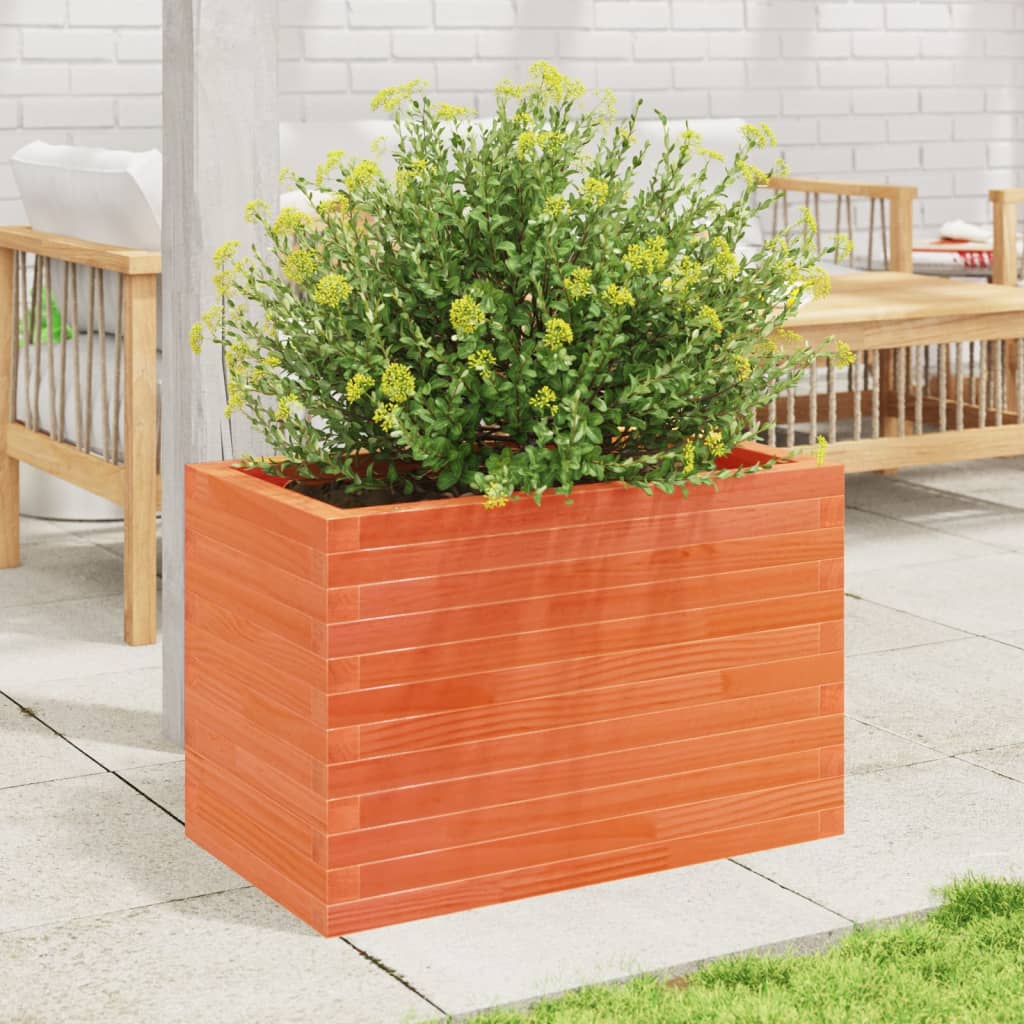 vidaXL Jardinera de madera maciza de pino marrón cera 70x40x45,5 cm