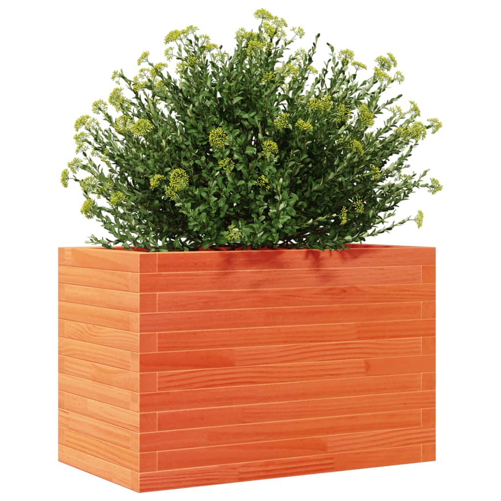 vidaXL Jardinera de madera maciza de pino marrón cera 70x40x45,5 cm