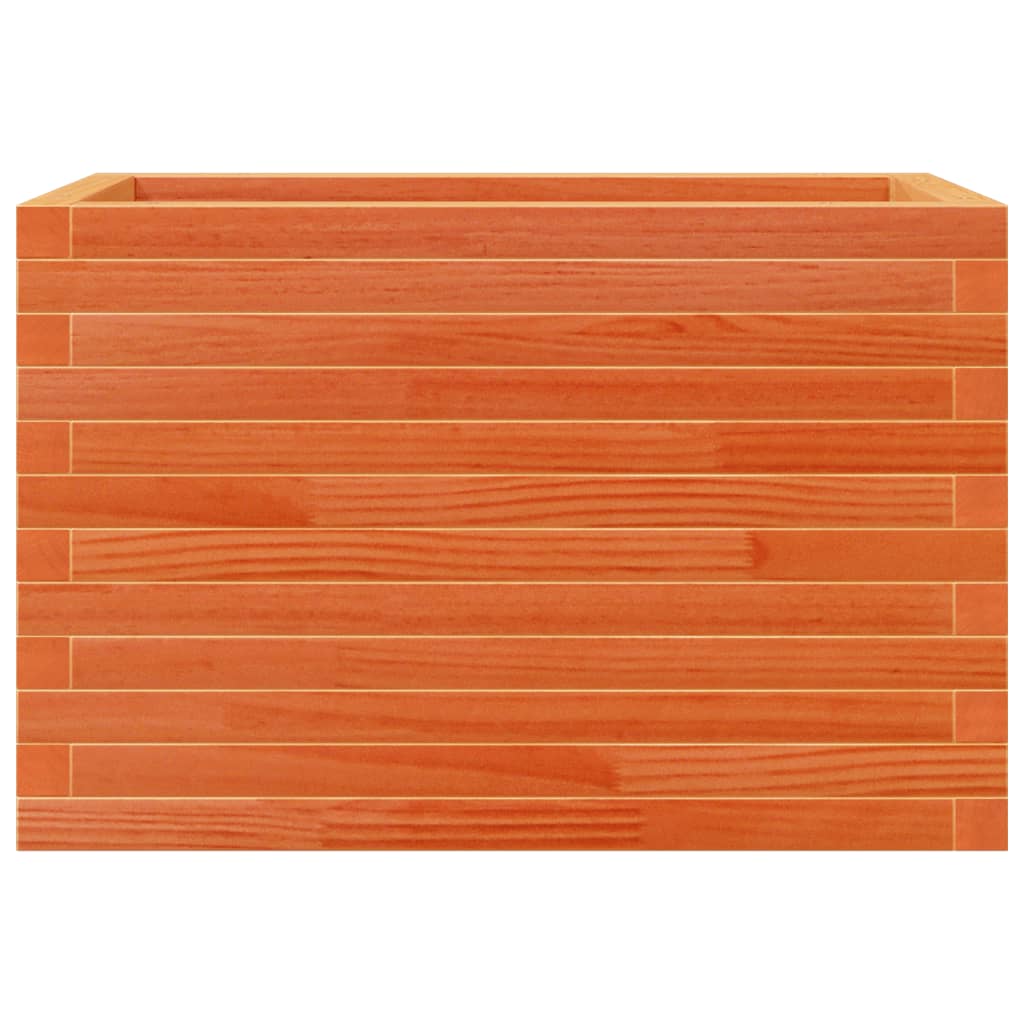 vidaXL Jardinera de madera maciza de pino marrón cera 70x40x45,5 cm