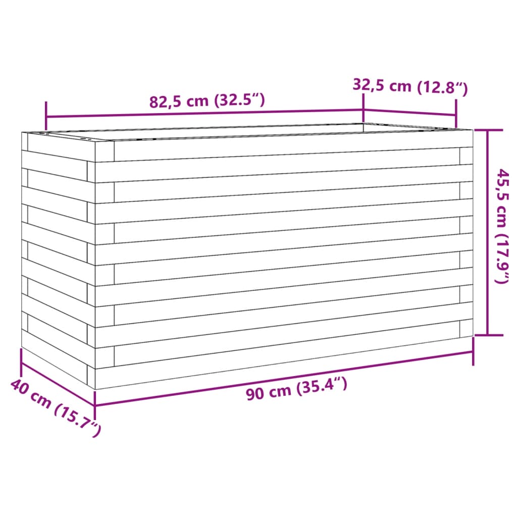 vidaXL Jardinera de madera maciza de pino 90x40x45,5 cm