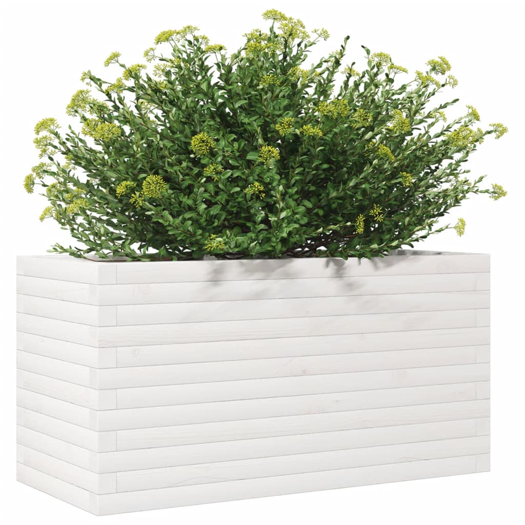 vidaXL Jardinera madera maciza de pino blanco 90x40x45,5 cm