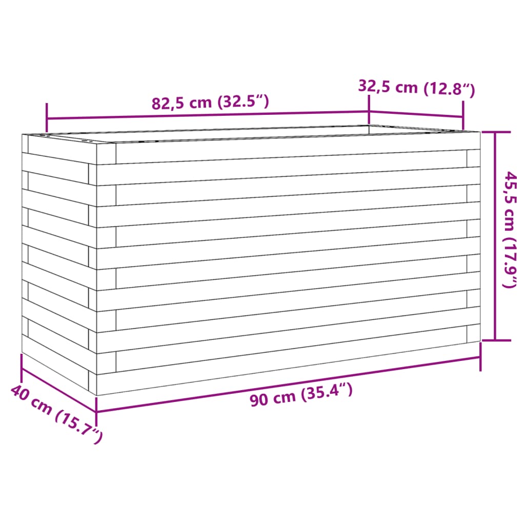 vidaXL Jardinera madera maciza de pino blanco 90x40x45,5 cm