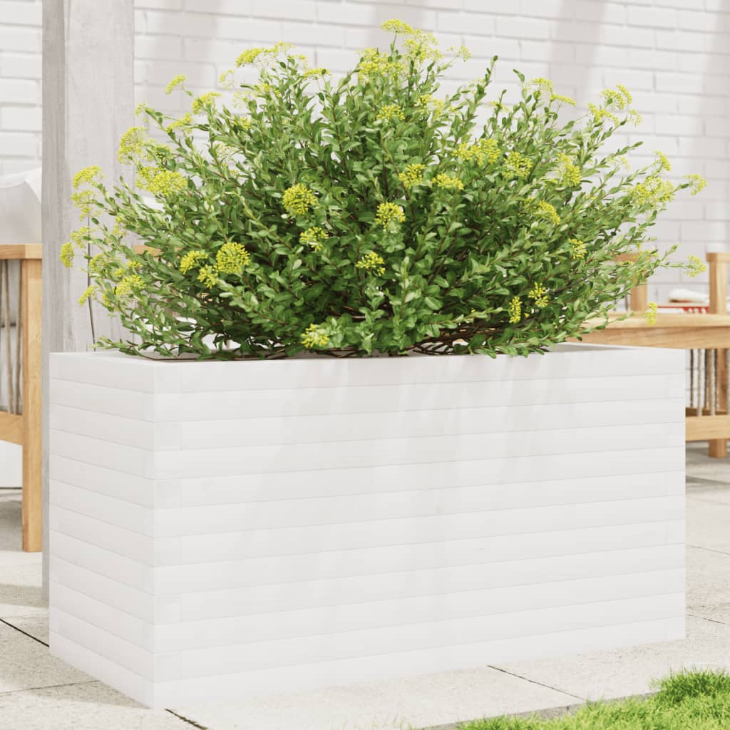 vidaXL Jardinera madera maciza de pino blanco 90x40x45,5 cm