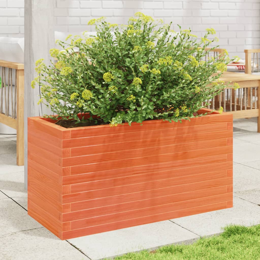 vidaXL Jardinera de madera maciza de pino marrón cera 90x40x45,5 cm