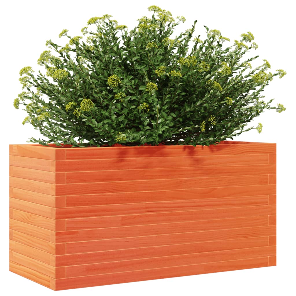 vidaXL Jardinera de madera maciza de pino marrón cera 90x40x45,5 cm