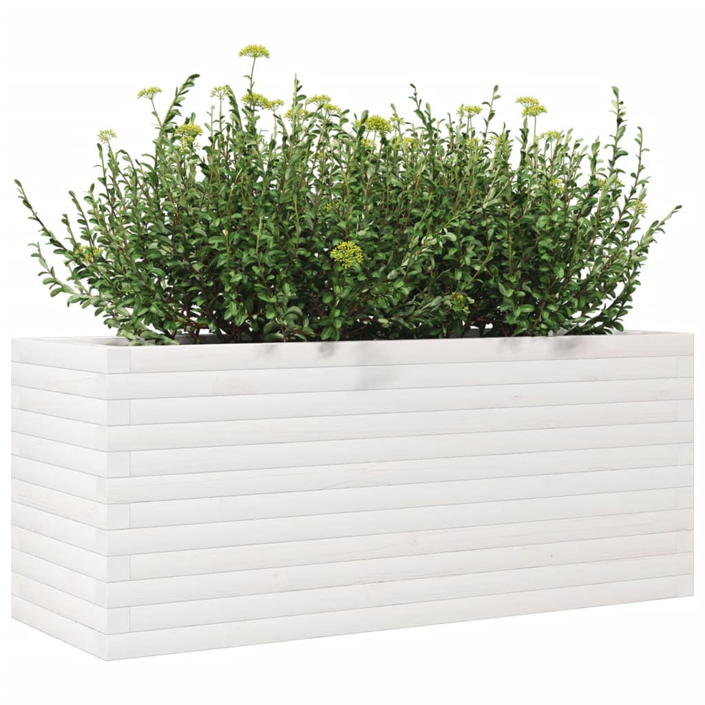 vidaXL Jardinera de madera maciza de pino blanco 110x40x45,5 cm