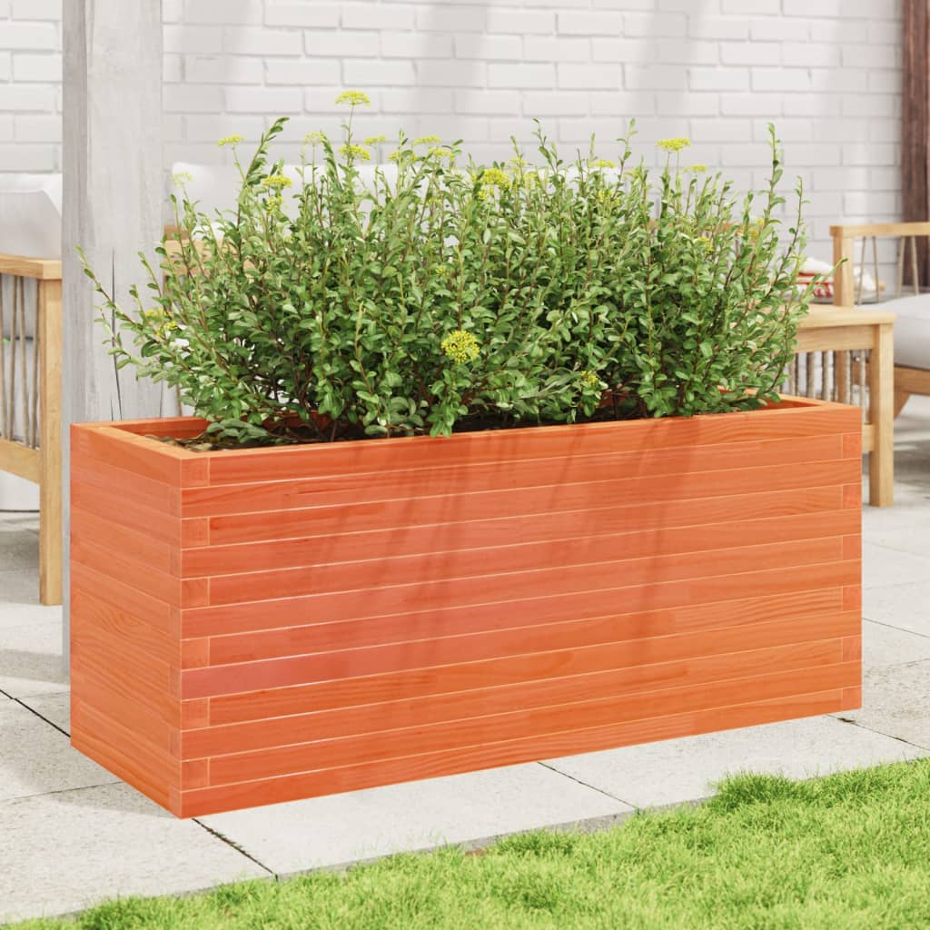 vidaXL Jardinera de madera maciza de pino marrón cera 110x40x45,5 cm