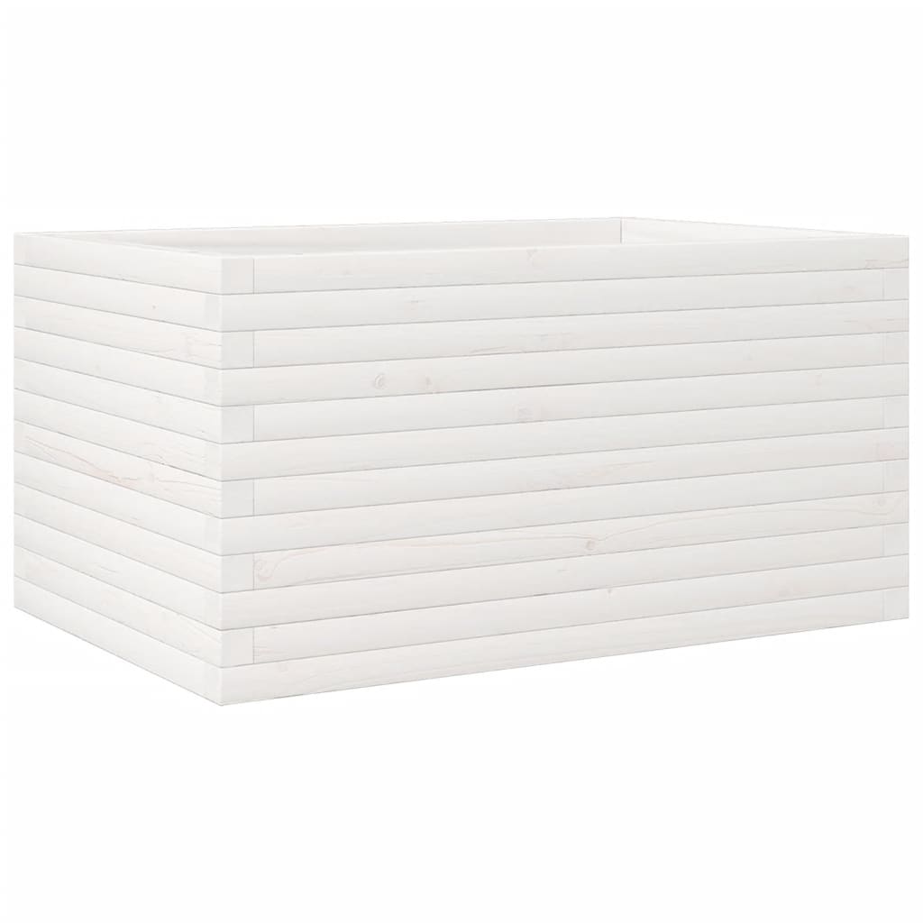 vidaXL Jardinera de madera maciza de pino blanco 90x60x45,5 cm