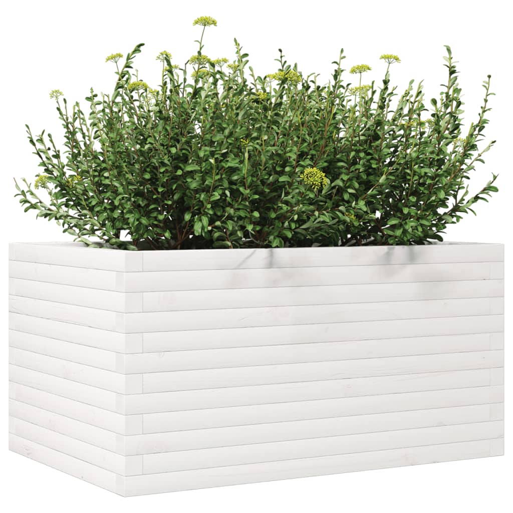 vidaXL Jardinera de madera maciza de pino blanco 90x60x45,5 cm