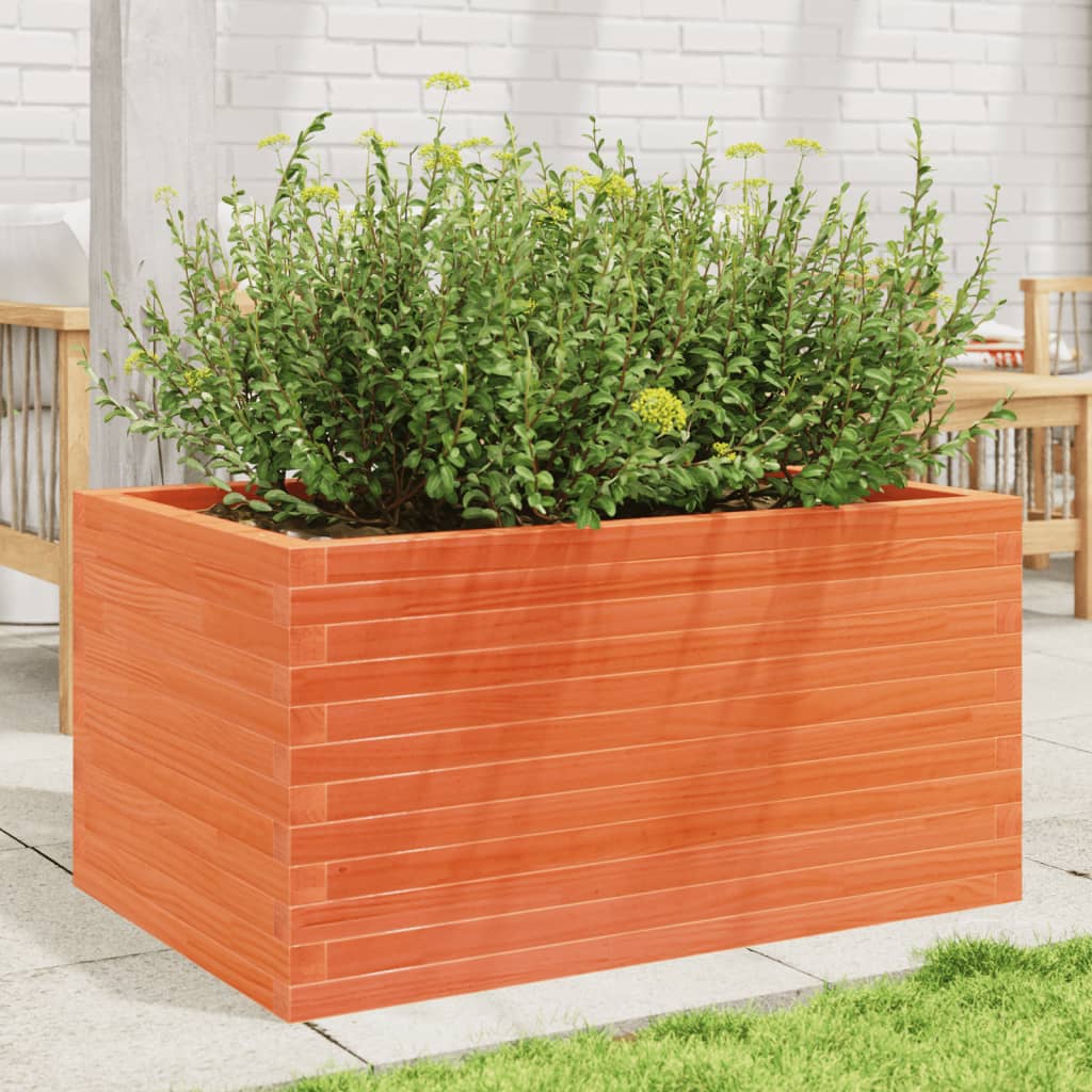 vidaXL Jardinera madera maciza de pino marrón cera 90x60x45,5 cm