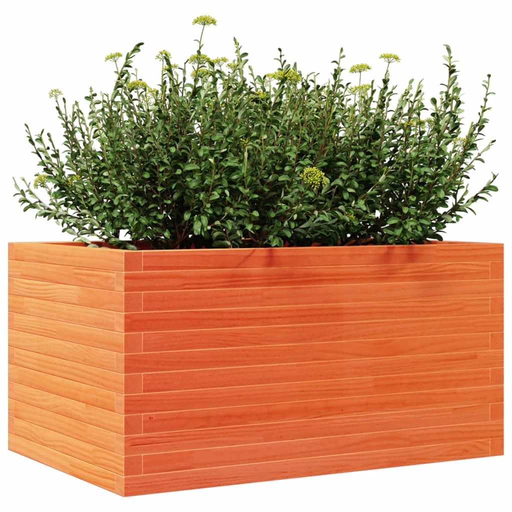 vidaXL Jardinera madera maciza de pino marrón cera 90x60x45,5 cm