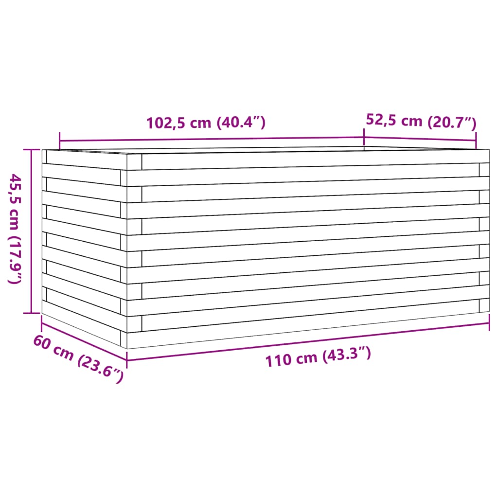 vidaXL Jardinera de madera maciza de pino 110x60x45,5 cm