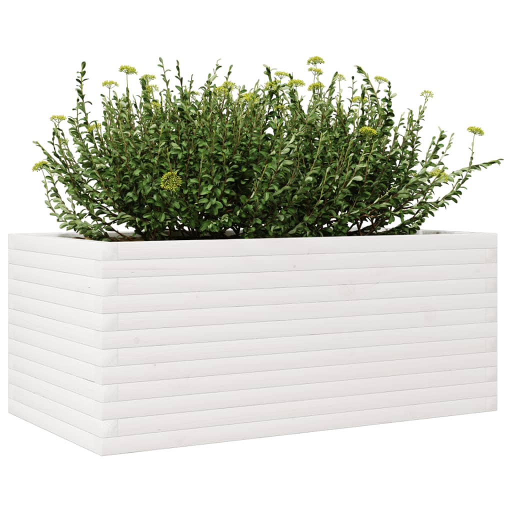 vidaXL Jardinera de madera maciza de pino blanco 110x60x45,5 cm