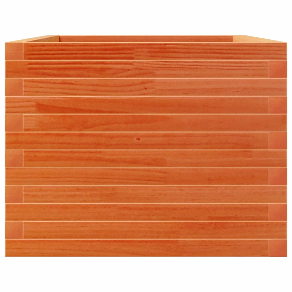 vidaXL Jardinera madera maciza de pino marrón cera 110x60x45,5 cm