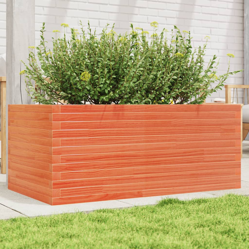 vidaXL Jardinera madera maciza de pino marrón cera 110x60x45,5 cm