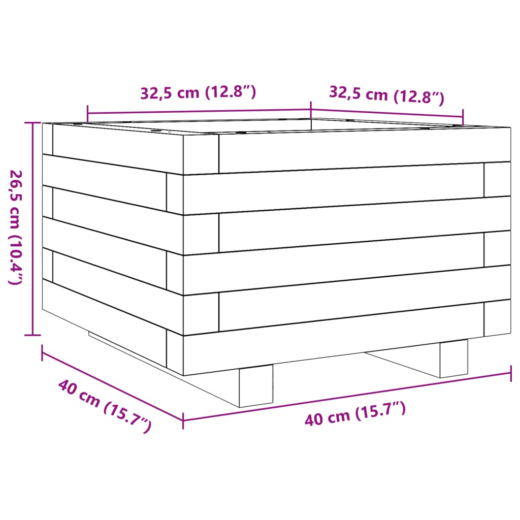 vidaXL Jardinera de madera maciza de pino 40x40x26,5 cm