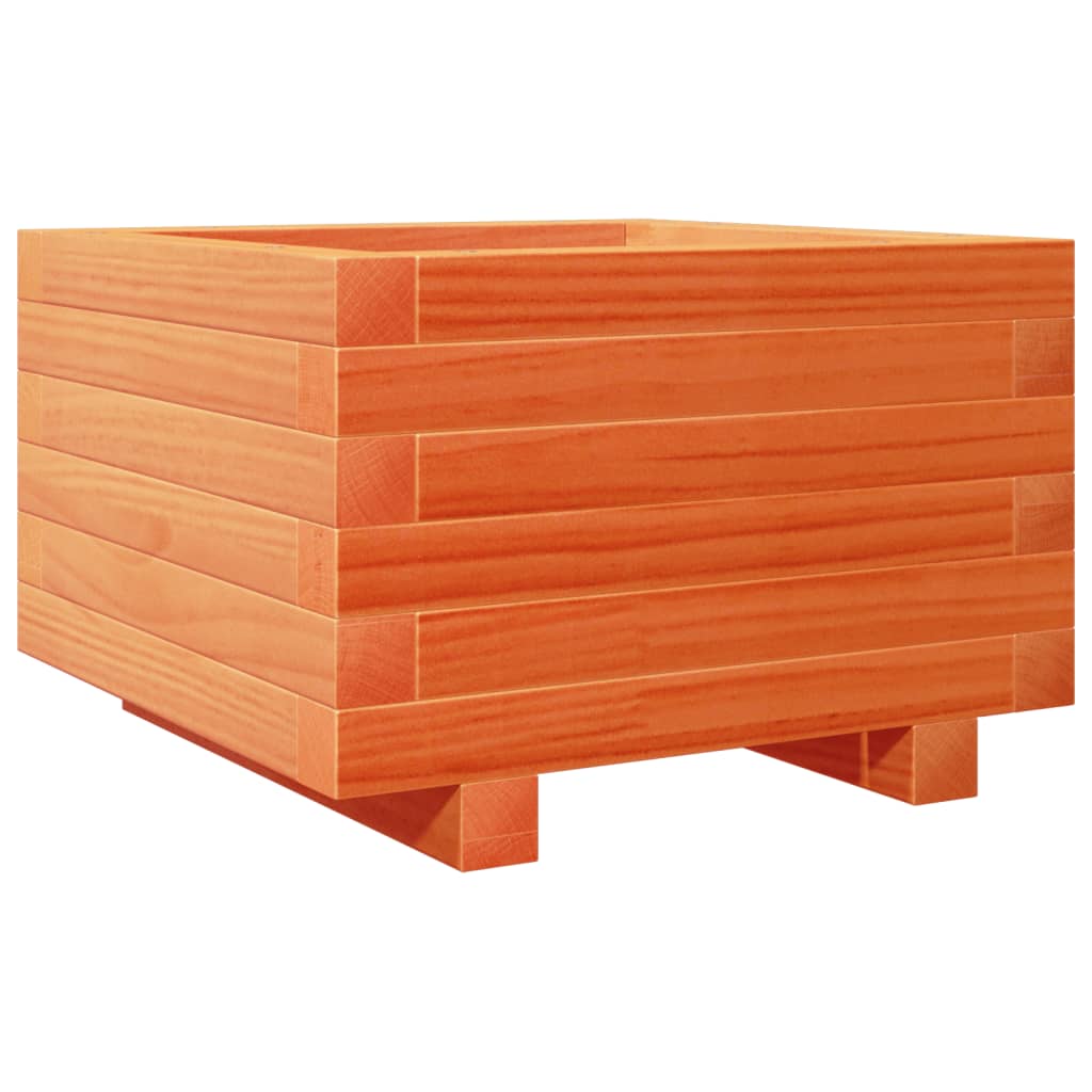 vidaXL Jardinera madera maciza de pino marrón cera 40x40x26,5 cm