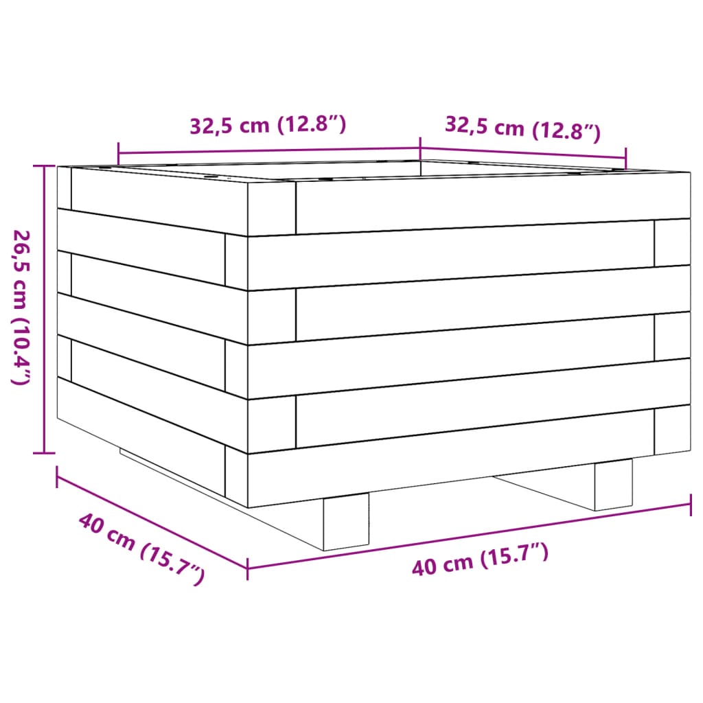 vidaXL Jardinera madera maciza de pino marrón cera 40x40x26,5 cm