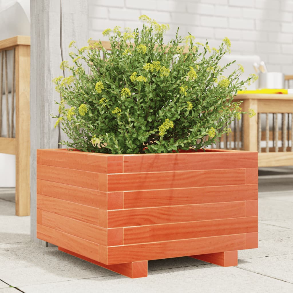 vidaXL Jardinera madera maciza de pino marrón cera 40x40x26,5 cm