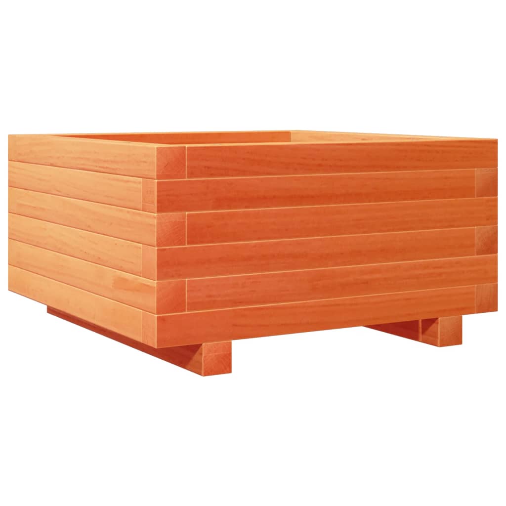 vidaXL Jardinera madera maciza de pino marrón cera 50x50x26,5 cm