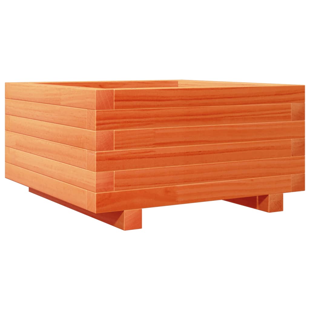 vidaXL Jardinera madera maciza de pino marrón cera 50x50x26,5 cm