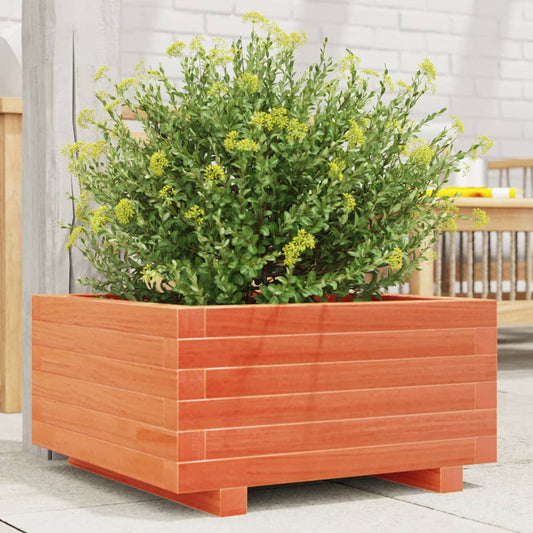 vidaXL Jardinera madera maciza de pino marrón cera 50x50x26,5 cm