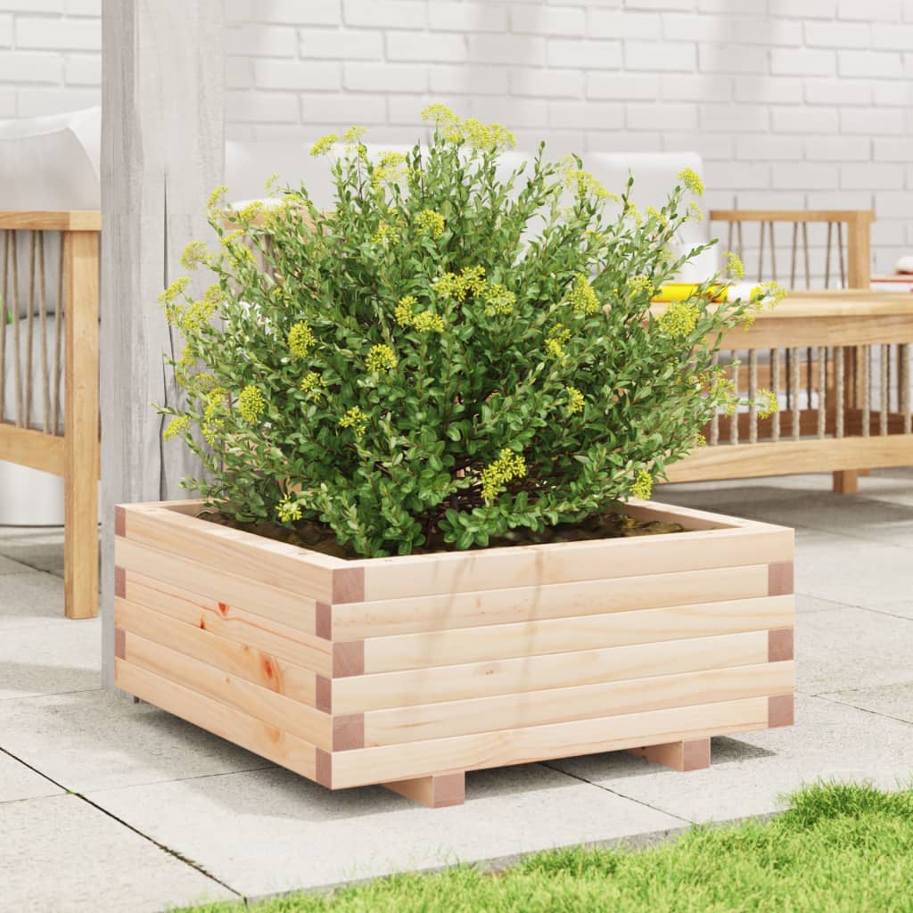 vidaXL Jardinera de madera maciza de pino 60x60x26,5 cm