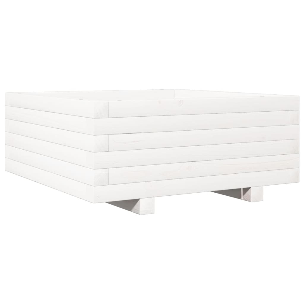 vidaXL Jardinera de madera maciza de pino blanco 60x60x26,5 cm