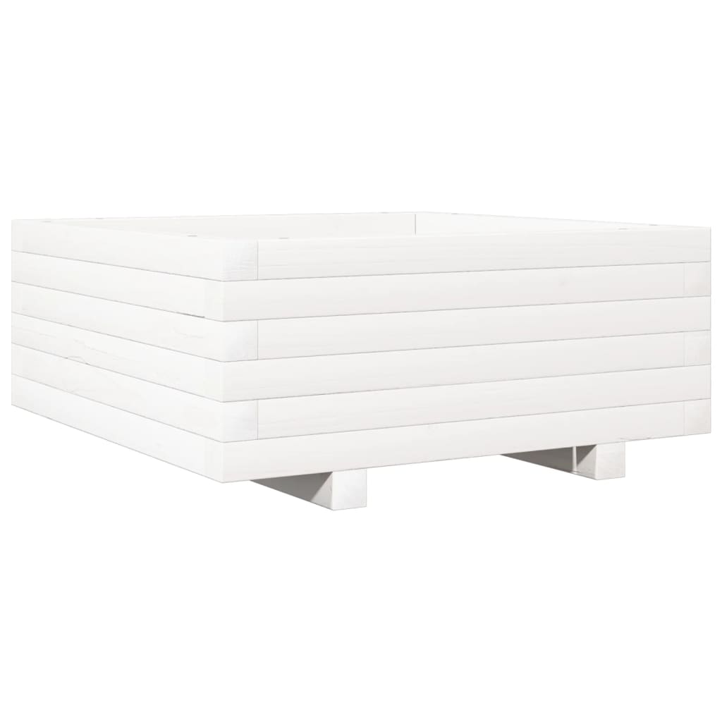 vidaXL Jardinera de madera maciza de pino blanco 60x60x26,5 cm