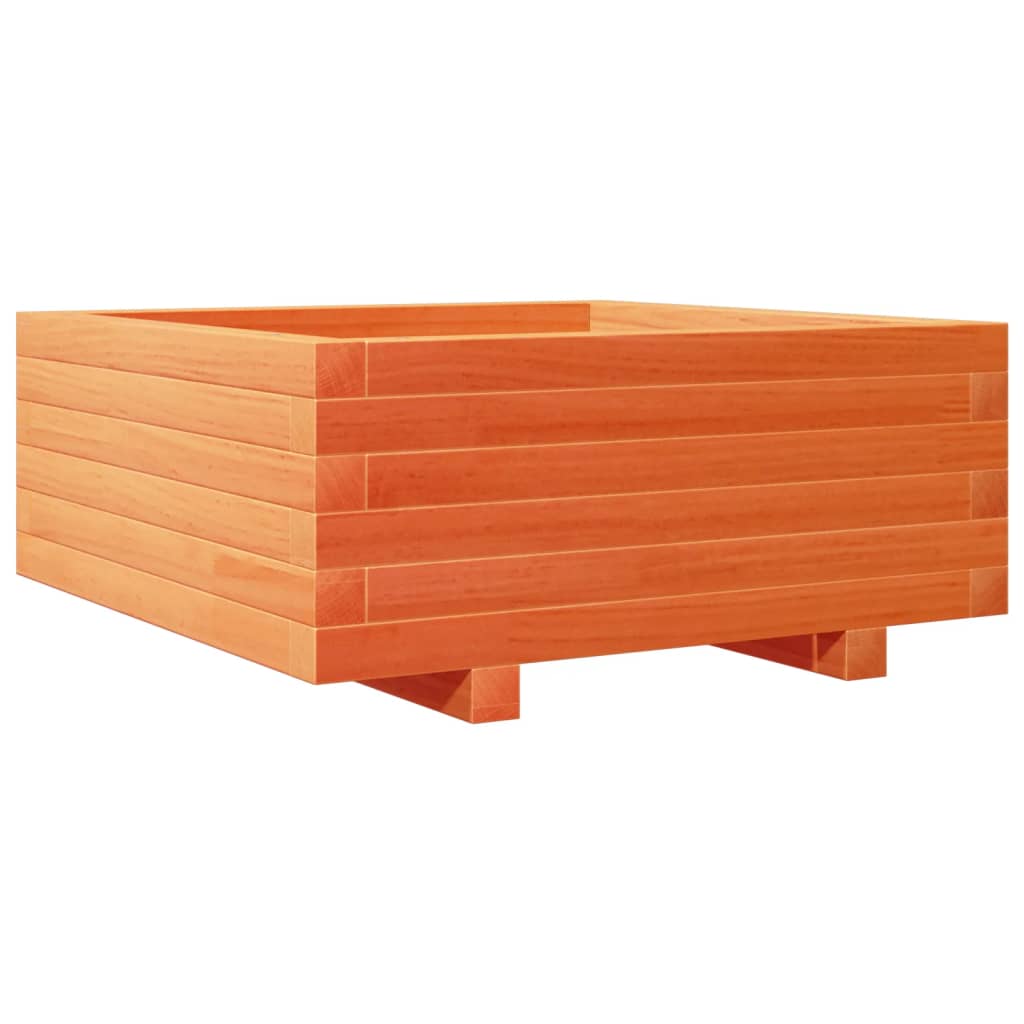 vidaXL Jardinera de madera maciza de pino marrón cera 60x60x26,5 cm