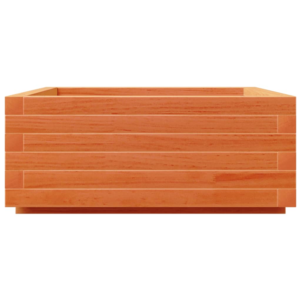 vidaXL Jardinera de madera maciza de pino marrón cera 60x60x26,5 cm