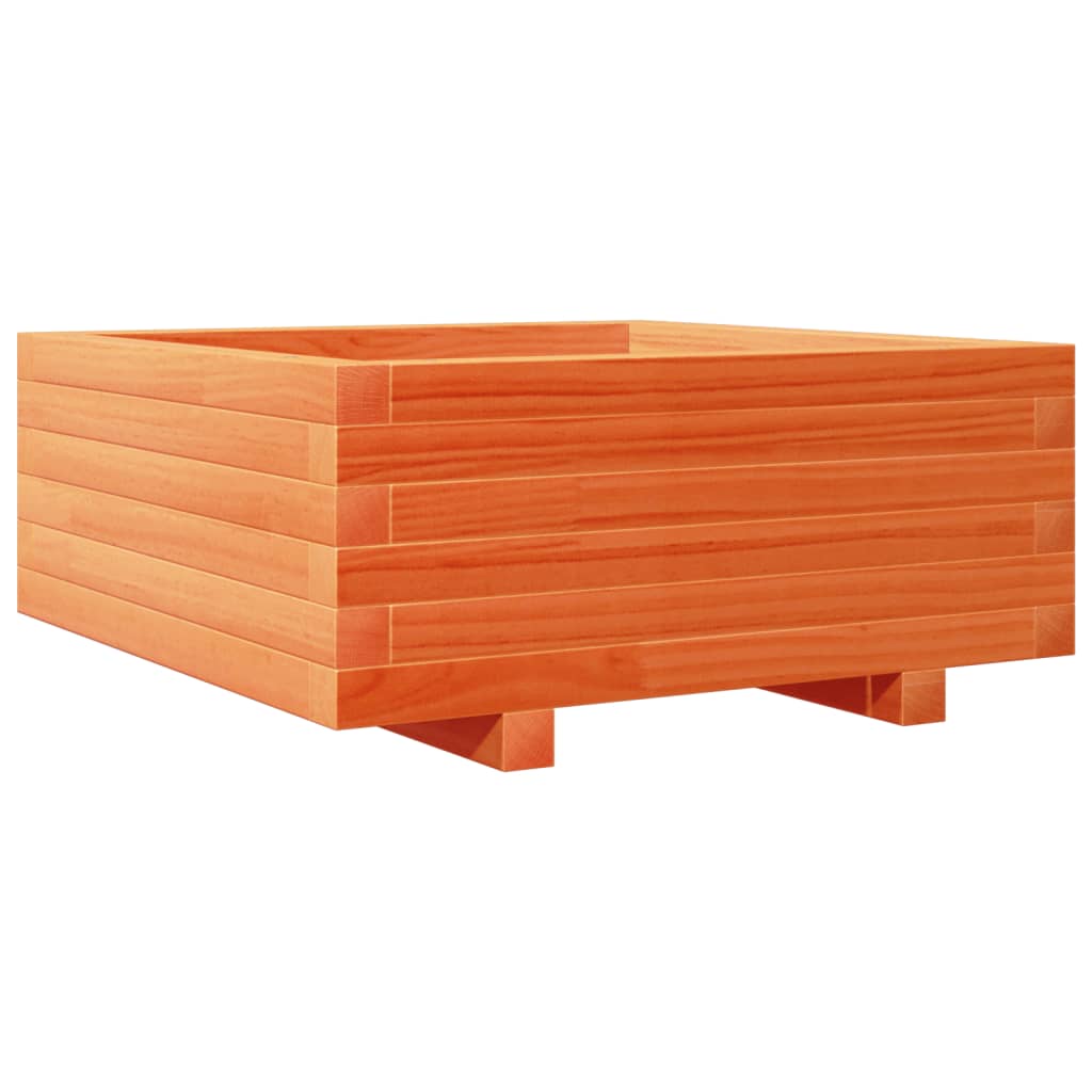 vidaXL Jardinera de madera maciza de pino marrón cera 60x60x26,5 cm