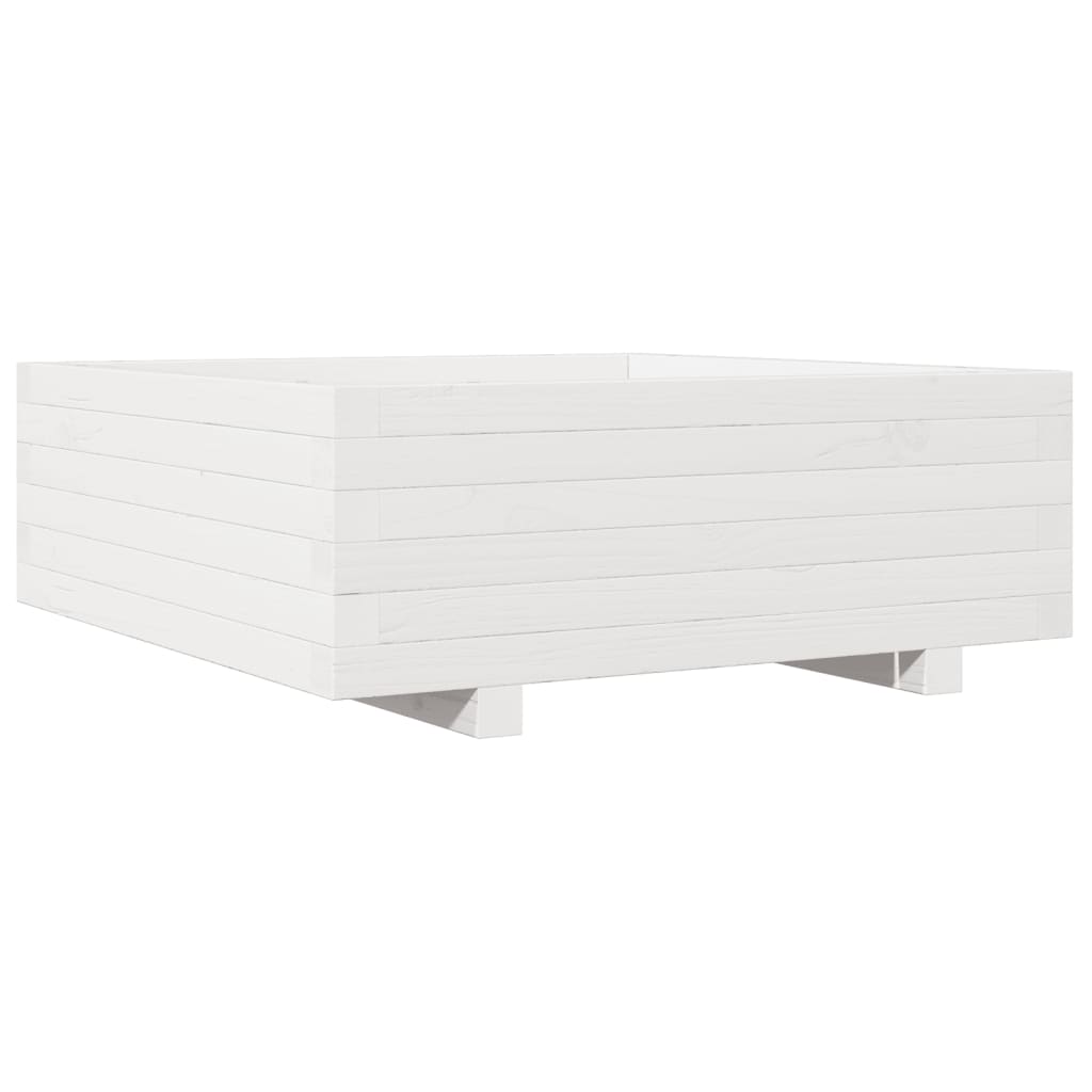 vidaXL Jardinera de madera maciza de pino blanco 70x70x26,5 cm