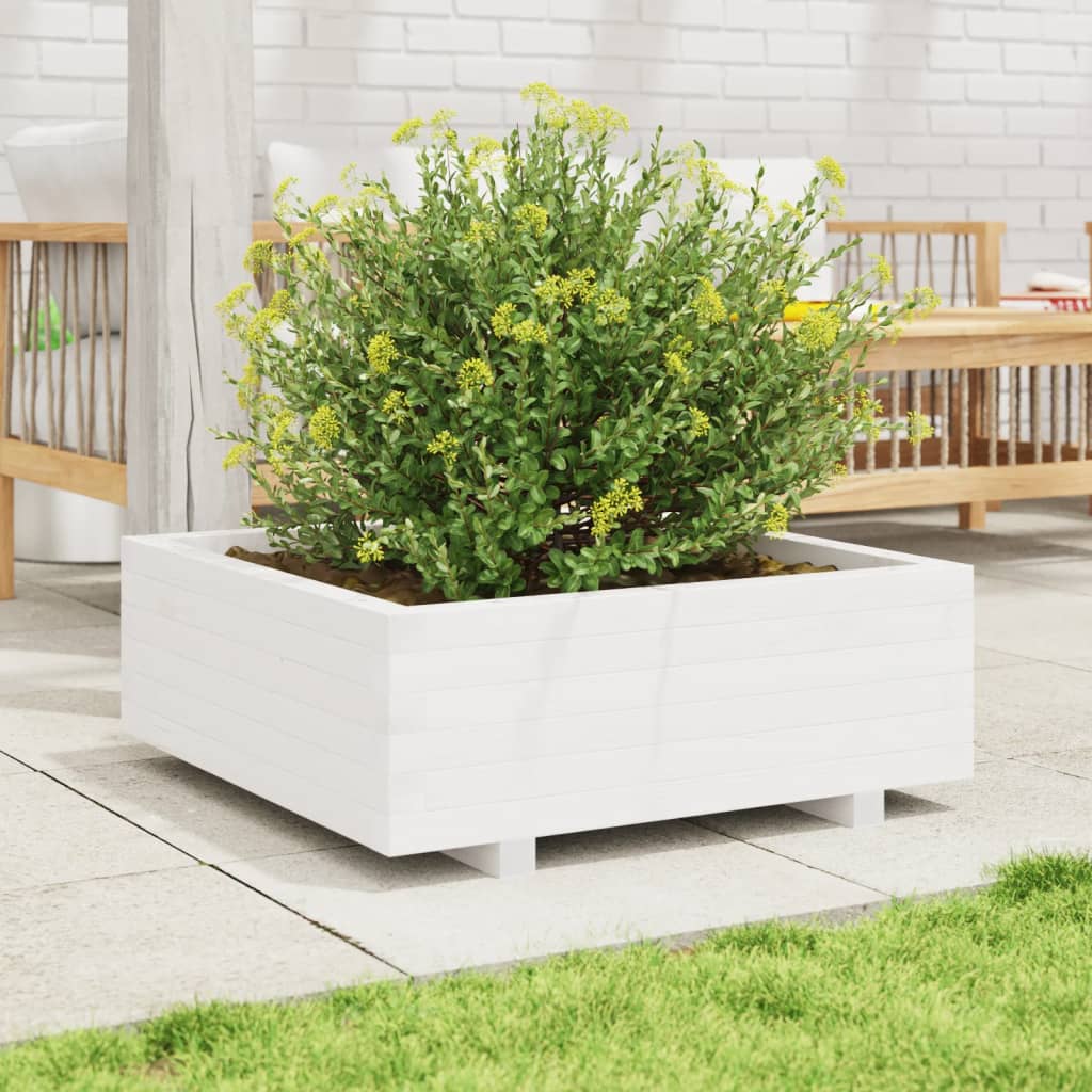 vidaXL Jardinera de madera maciza de pino blanco 70x70x26,5 cm