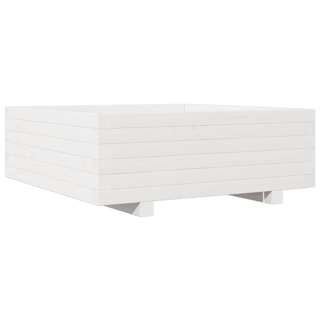 vidaXL Jardinera de madera maciza de pino blanco 70x70x26,5 cm