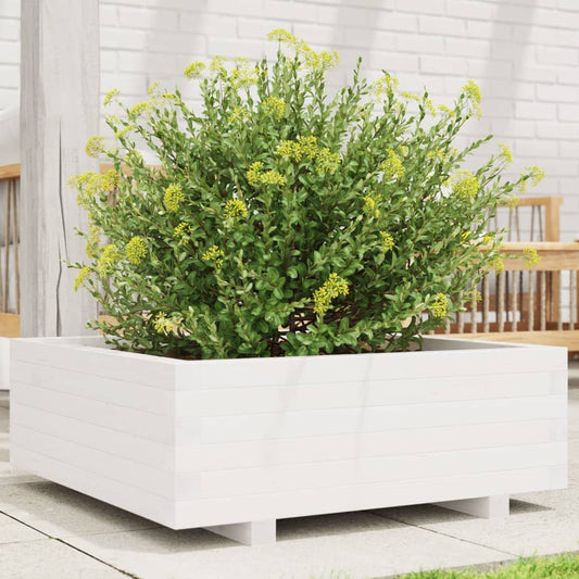 vidaXL Jardinera de madera maciza de pino blanco 70x70x26,5 cm