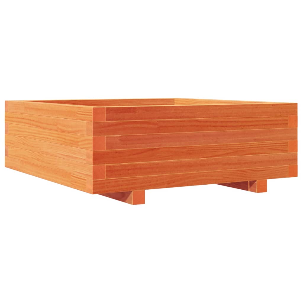 vidaXL Jardinera de madera maciza de pino marrón cera 70x70x26,5 cm