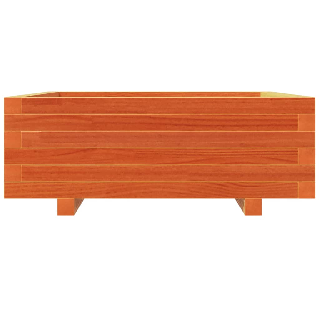 vidaXL Jardinera de madera maciza de pino marrón cera 70x70x26,5 cm